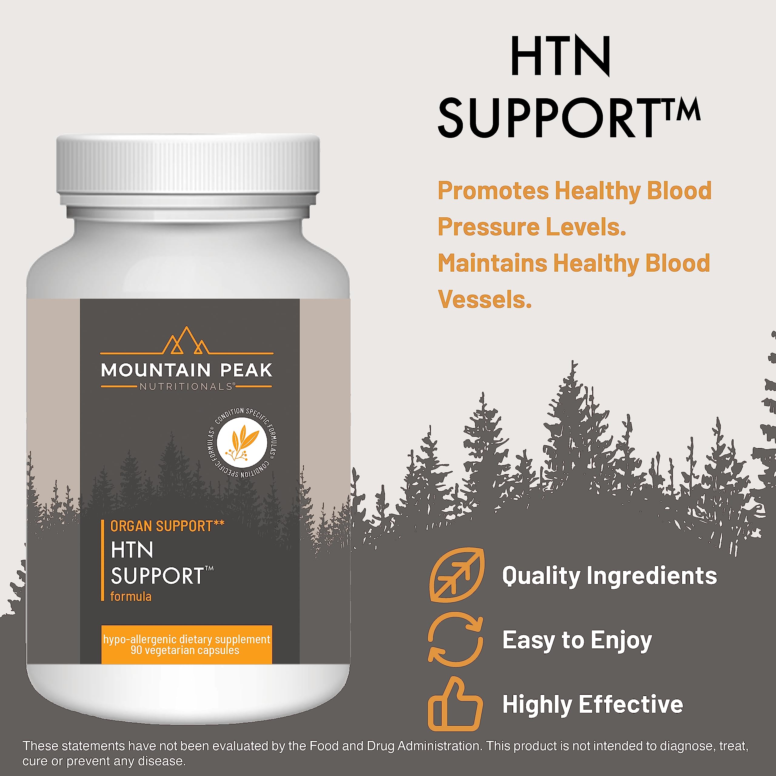 Close-up of HTN Support product label