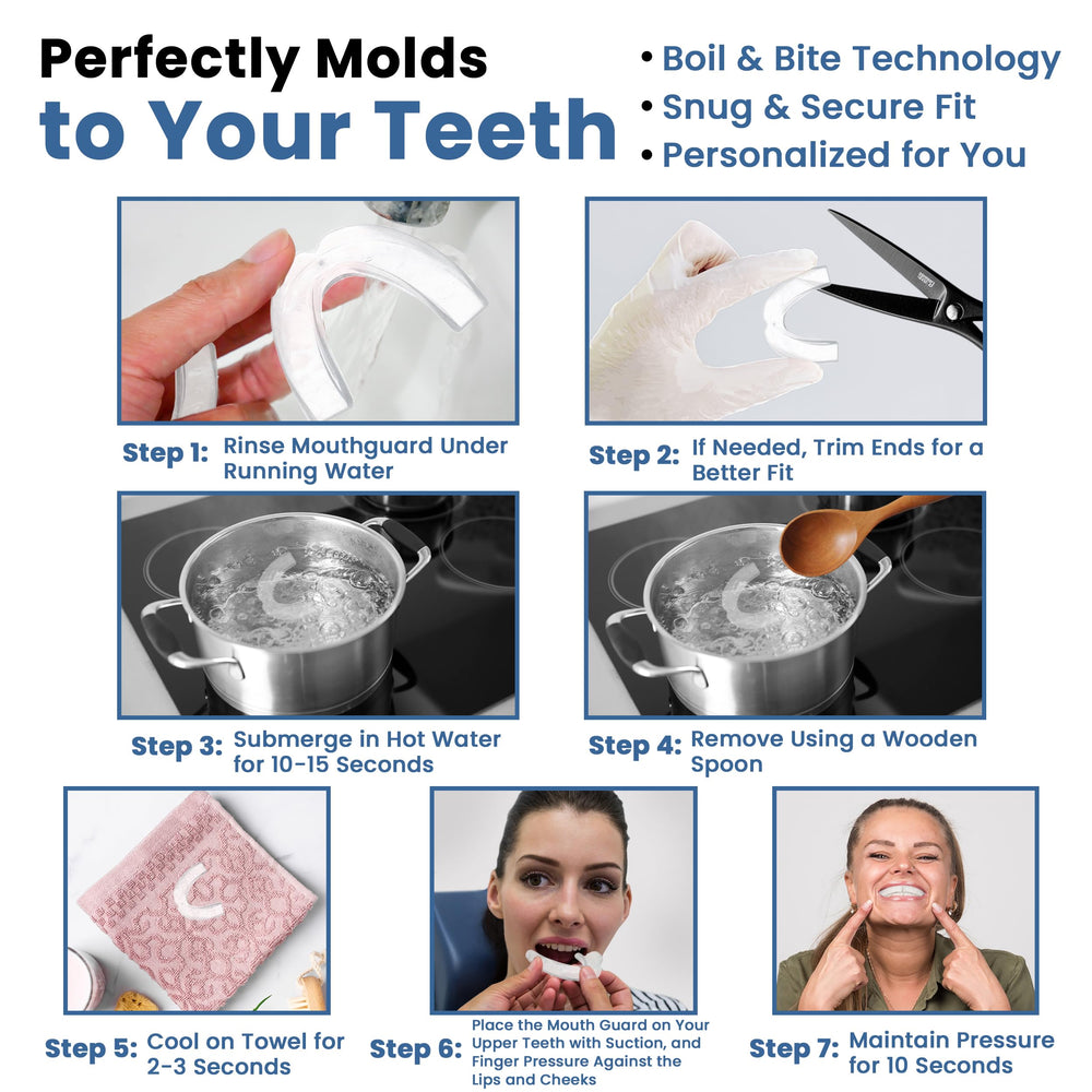 Two sizes of mouth guards for adult and teen fit
