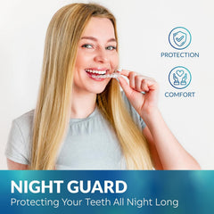 Moldable mouth guard trays in two sizes for bruxism protection.