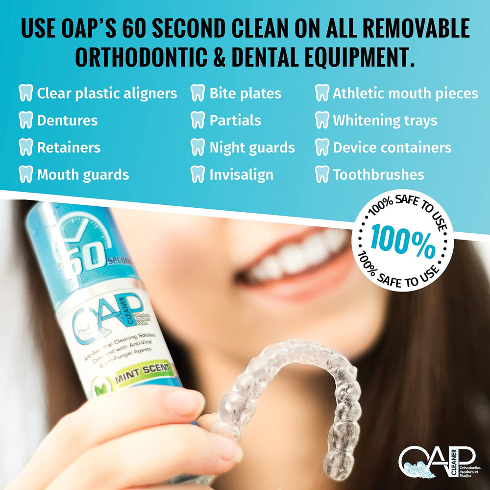 Mouth guard being cleaned with OAP Cleaner
