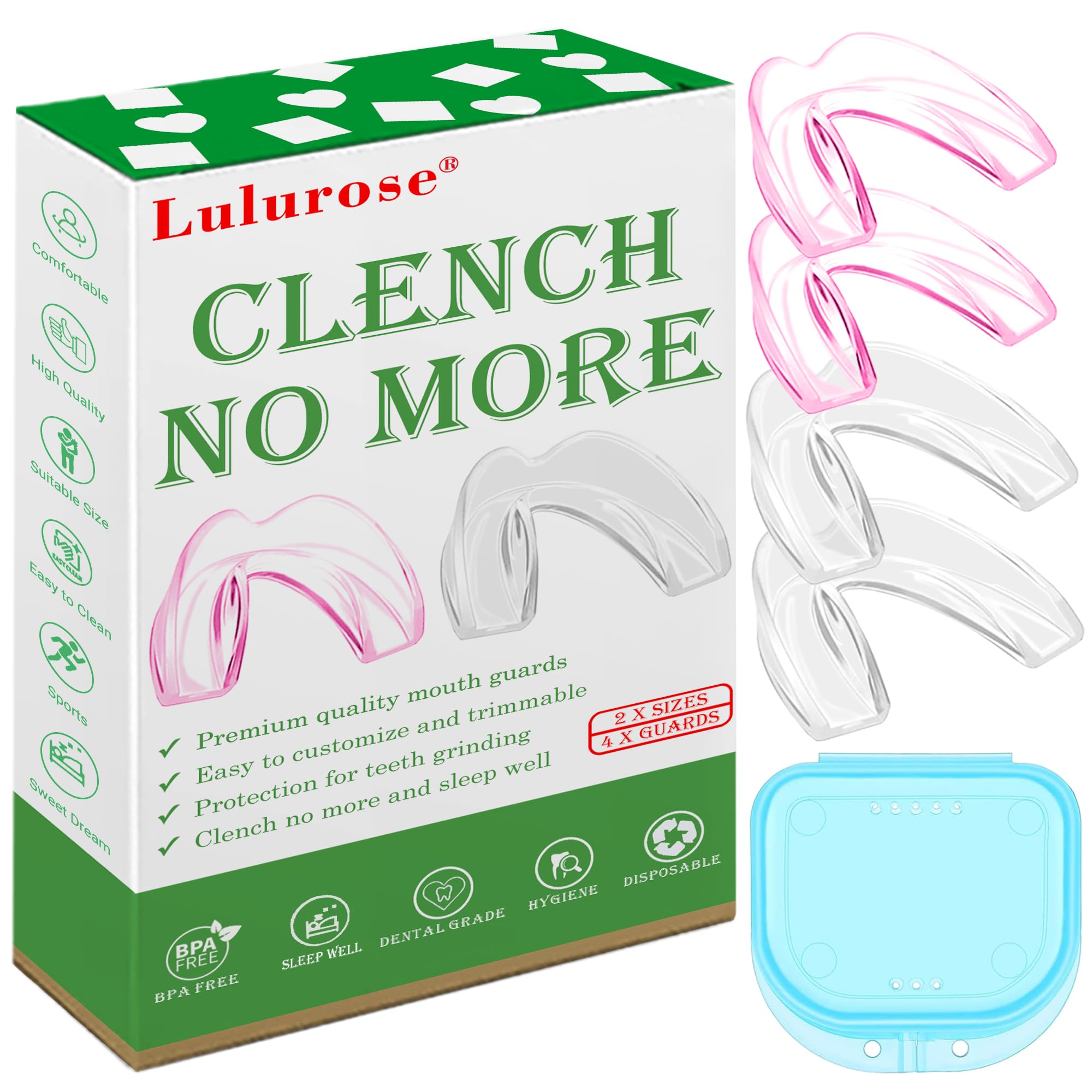 Two-size pink mouth guard for teeth grinding and clenching