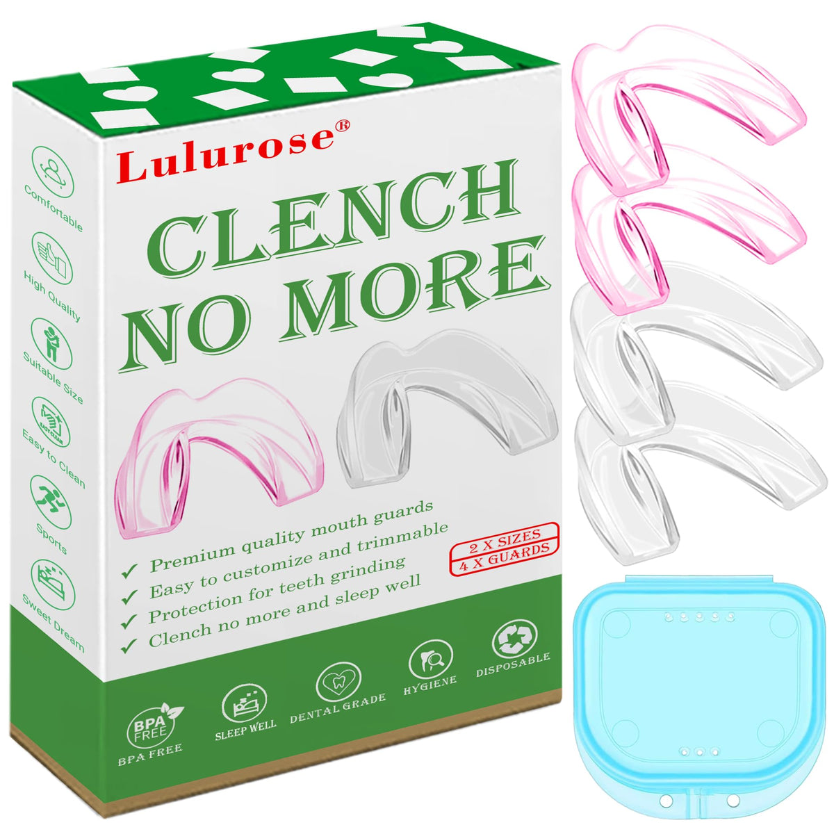 Two-size pink mouth guard for teeth grinding and clenching