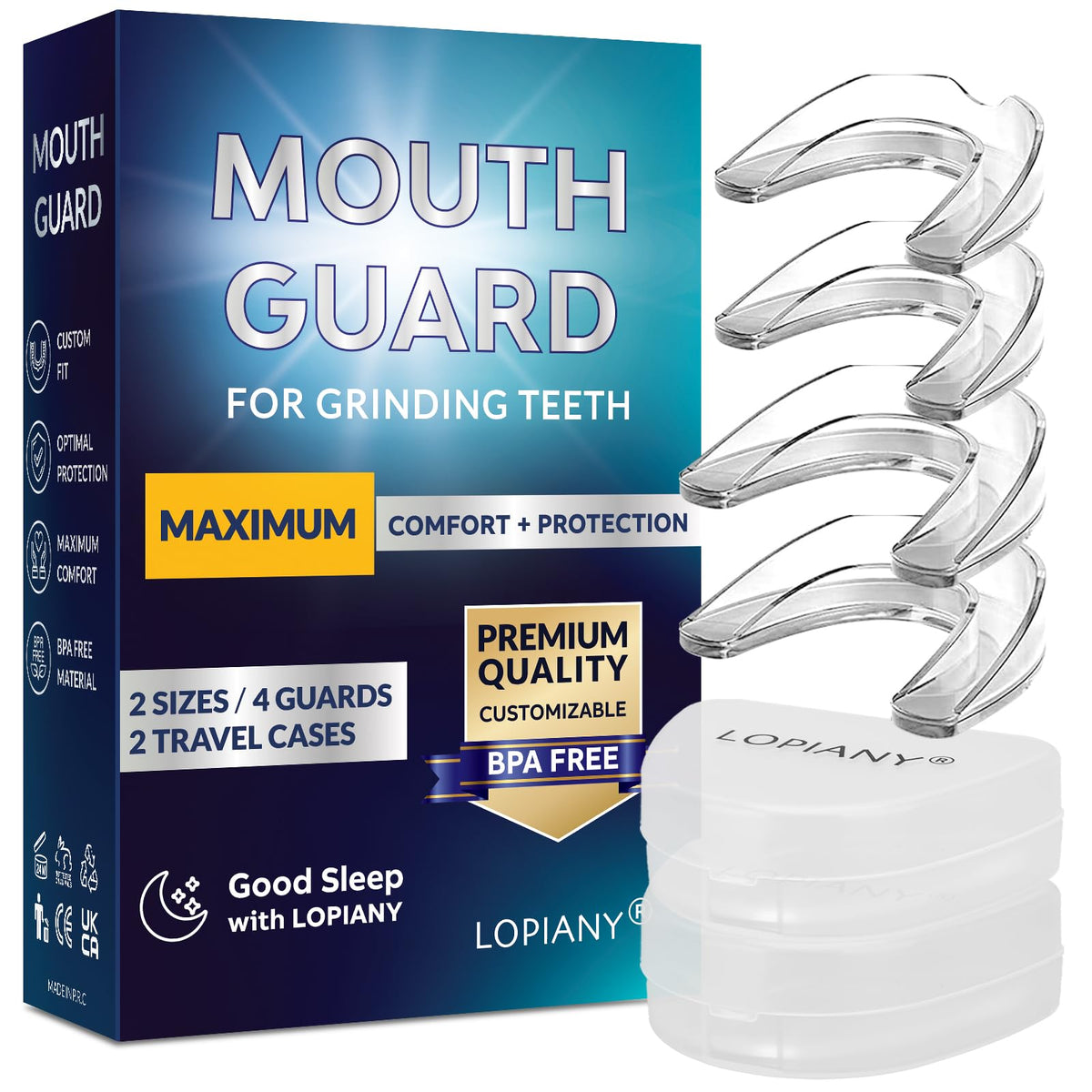 Mouth guard for grinding teeth at night while sleeping
