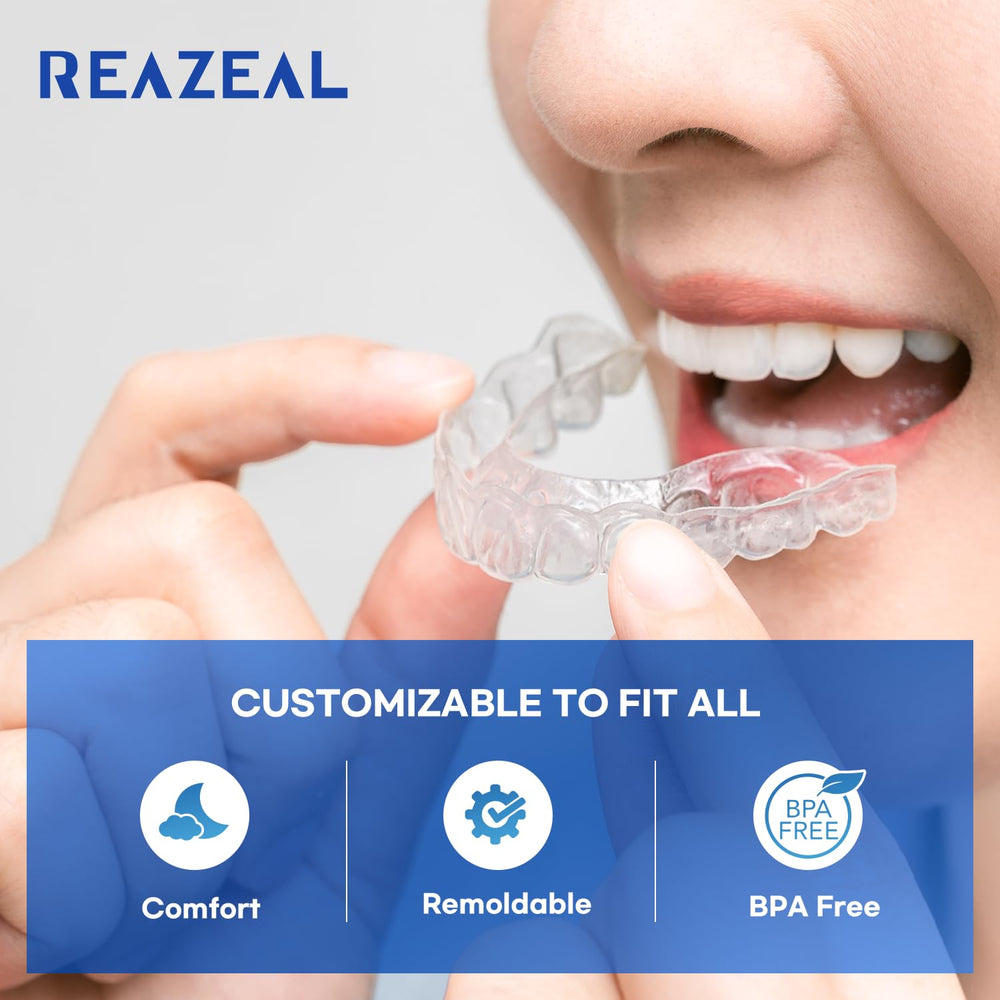 Close-up of boil-and-bite mouth guard being fitted