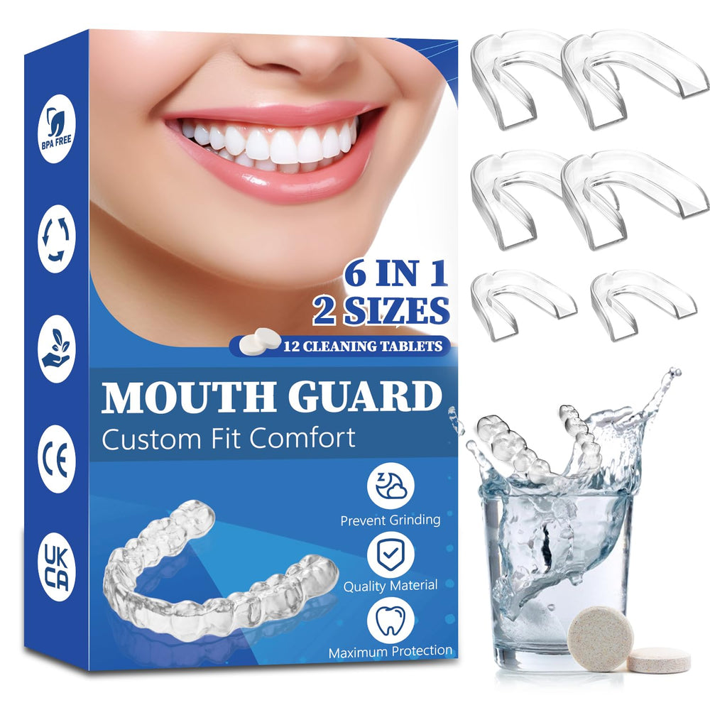Moldable mouth guard for teeth grinding at night in translucent blue