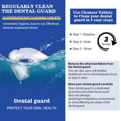 Mouth guard cleaning tablets included for easy maintenance
