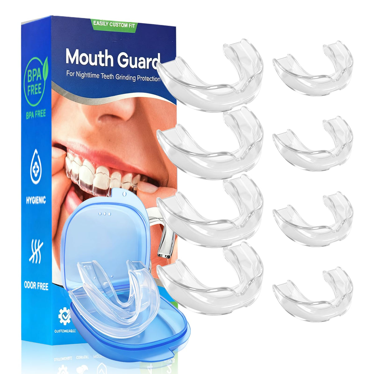 Transparent mouth guard for teeth grinding at night - large size, front view