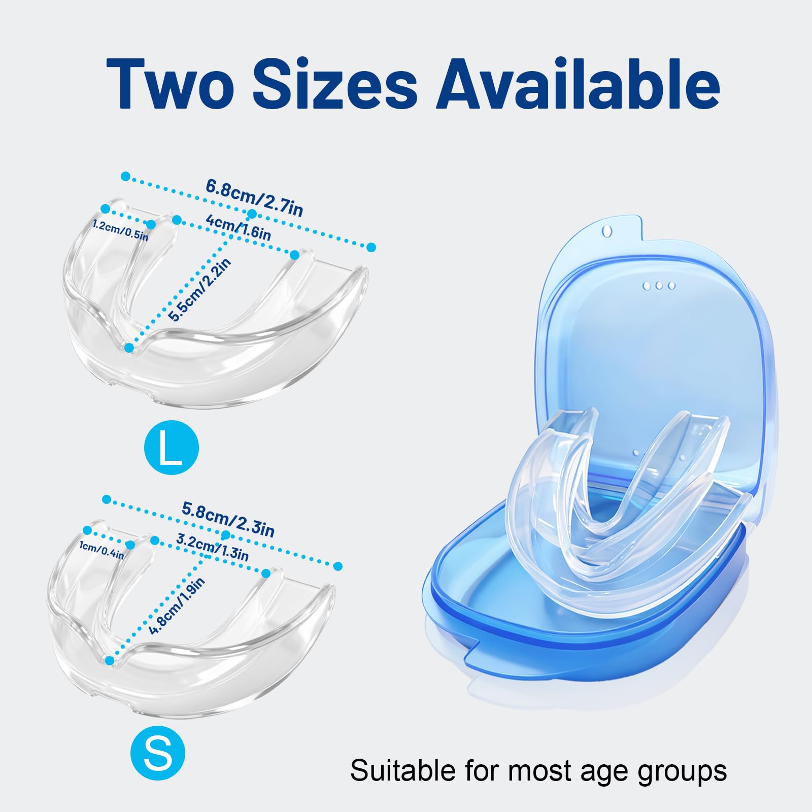 Transparent mouth guard for teeth grinding at night - large size, side view