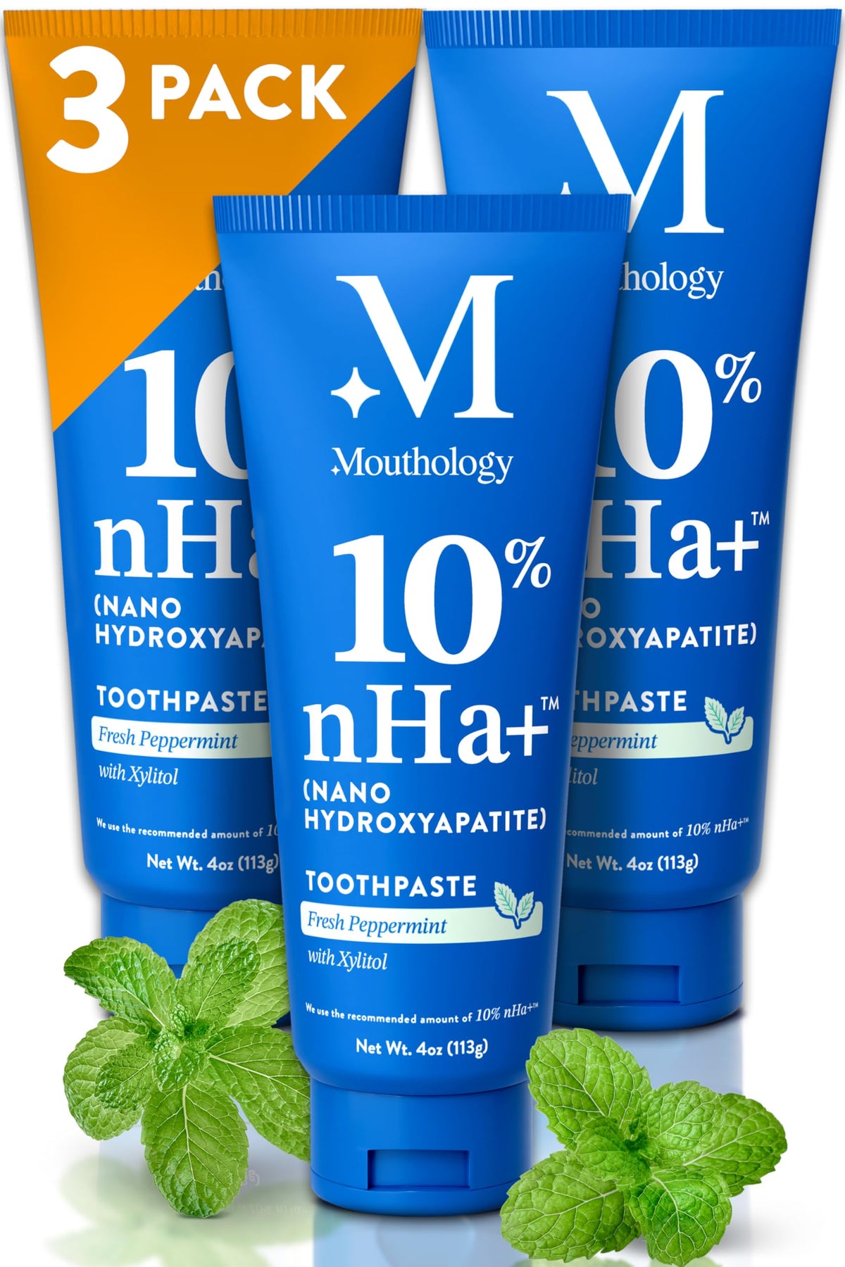 Mouthology nano hydroxyapatite toothpaste 3 pack mint 4 oz USA made