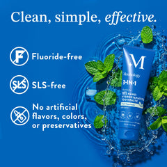 SLS-free label on Mouthology toothpaste packaging
