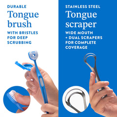 Tongue scraper brush designed for adults with comfortable cleaning action.