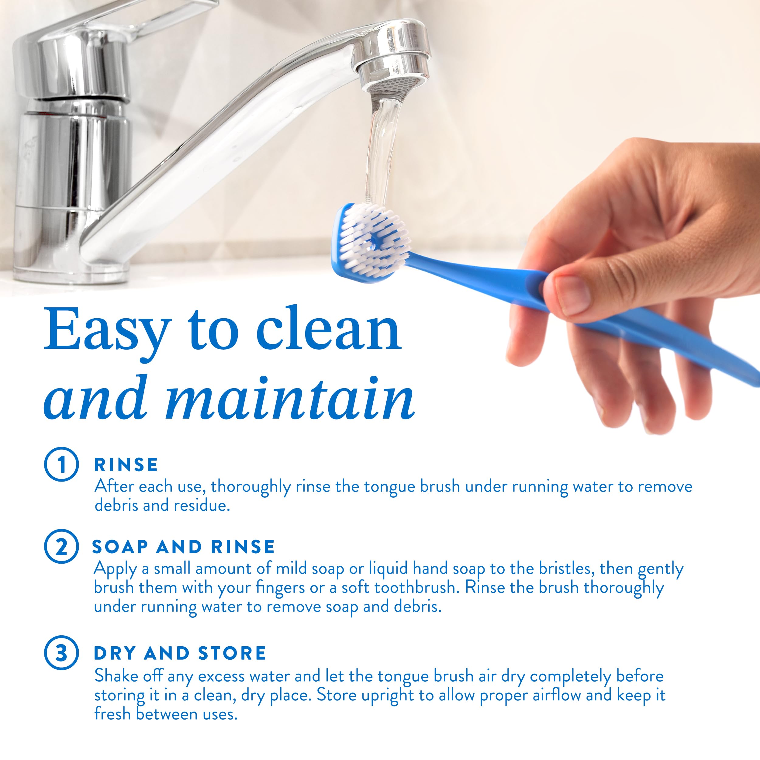 Durable PP handle of Tongue Cleaner Brush.