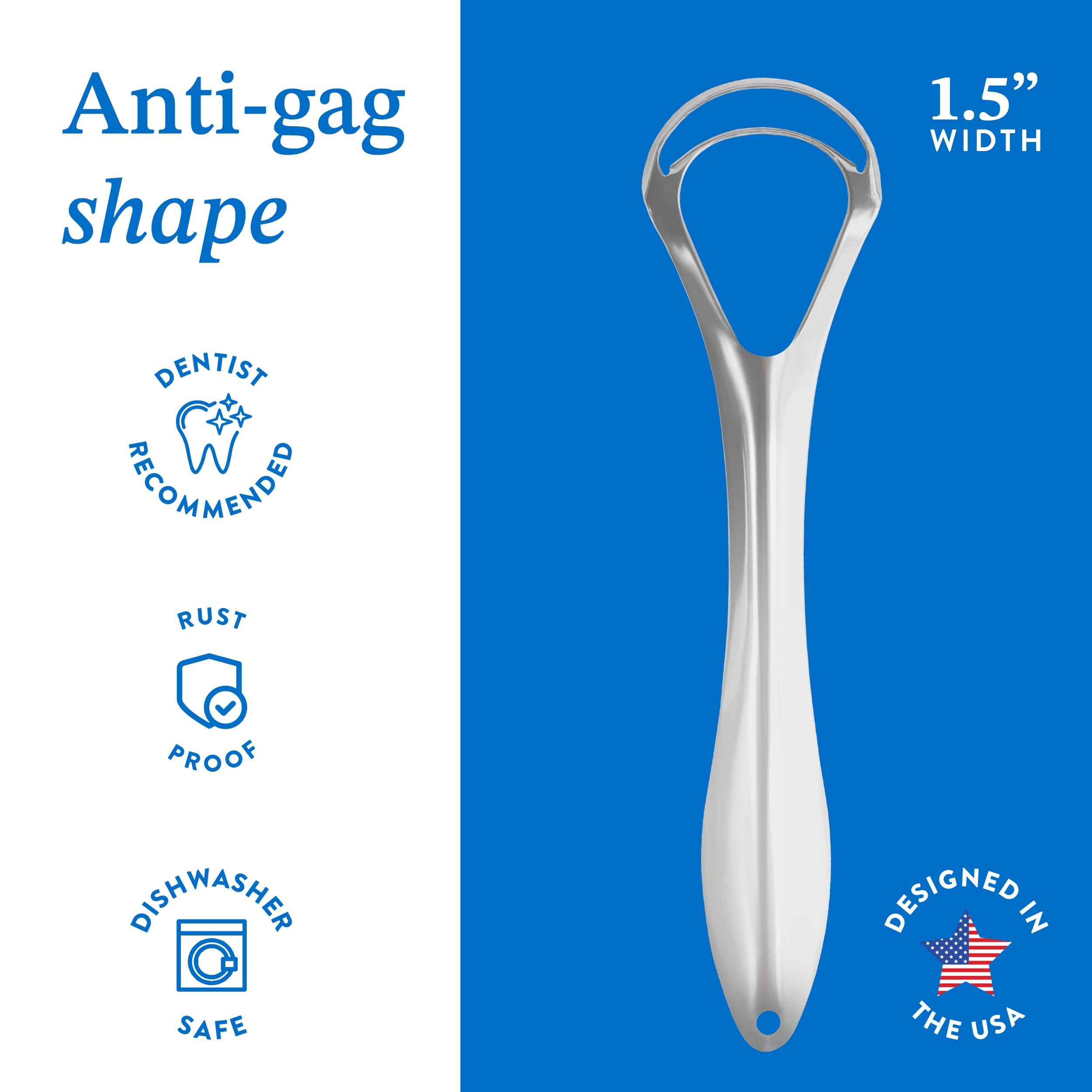 Product demonstrating thorough tongue cleaning to reduce bad breath.