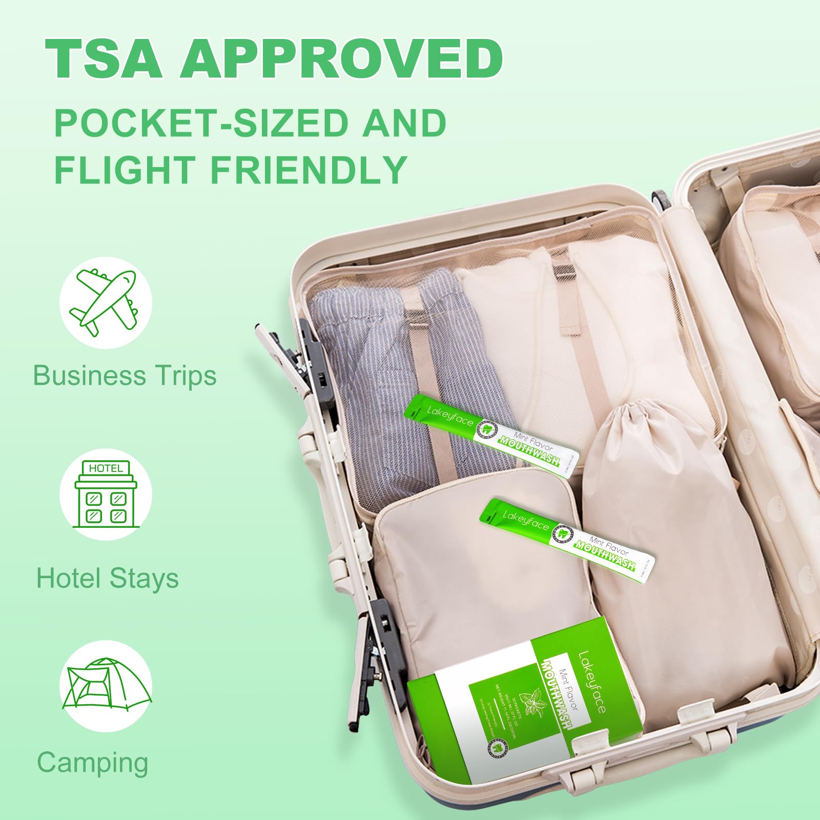 Alcohol-free mouthwash packets with no bottles