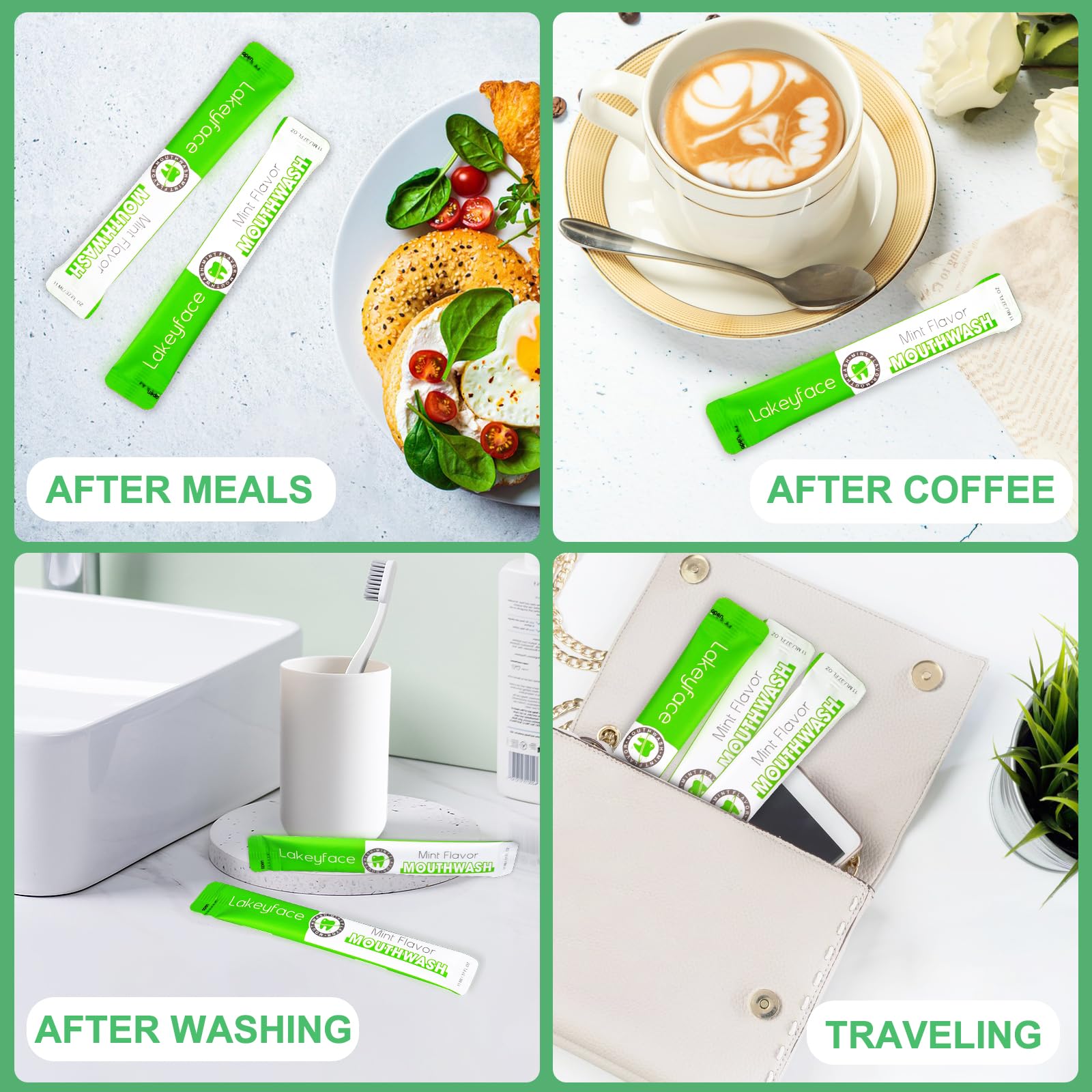 Leak-resistant tear-open packaging for portable mouthwash