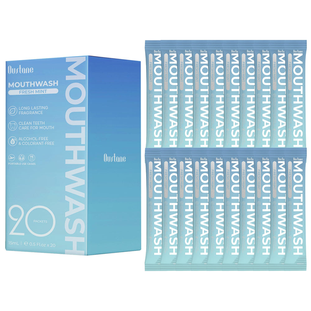 Travel-size mouthwash packets in a 20-count pack