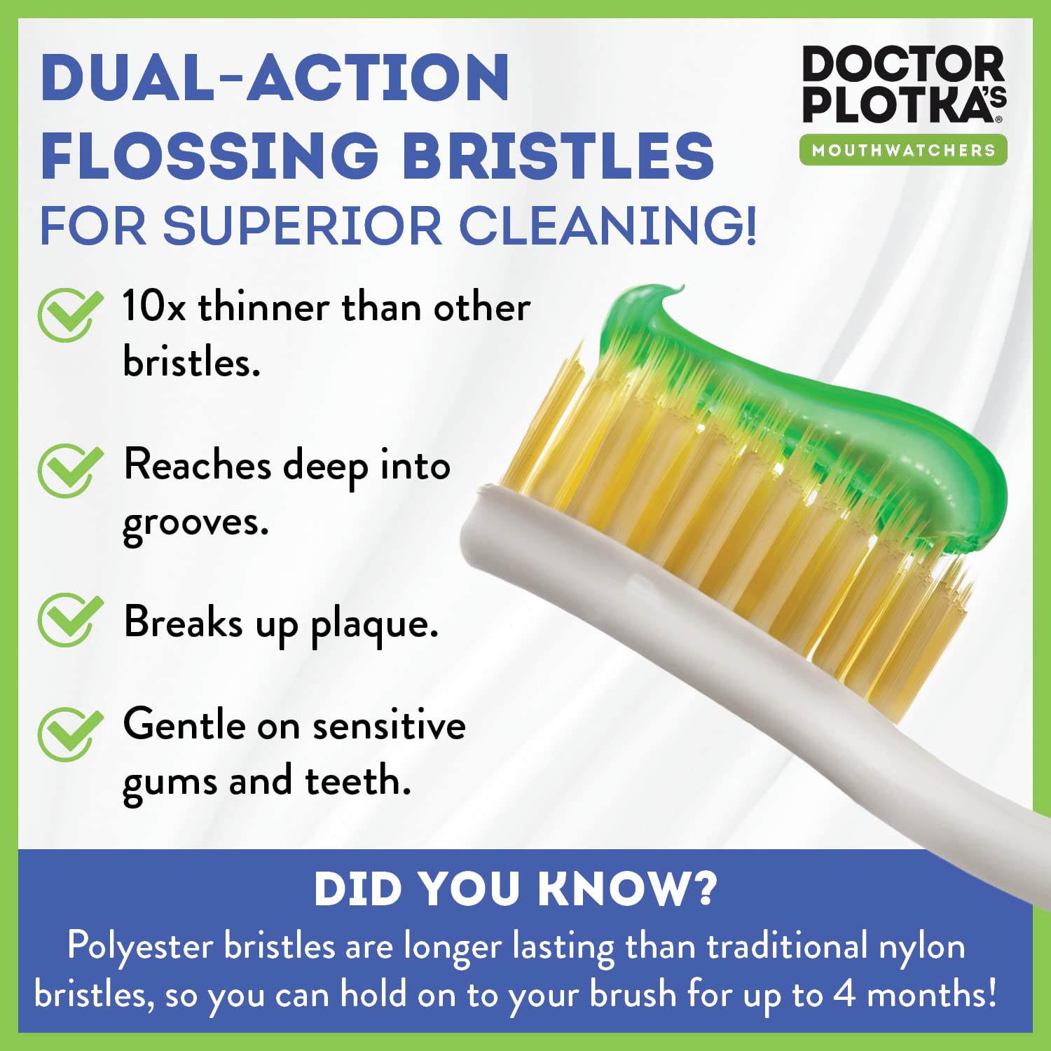 Dual-layer flossing bristles reaching deep grooves