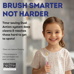 Front view of pink and blue soft children's toothbrushes