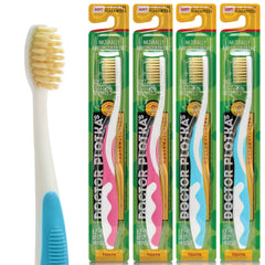 MOUTHWATCHERS 4-pack pink and blue children's toothbrushes in packaging