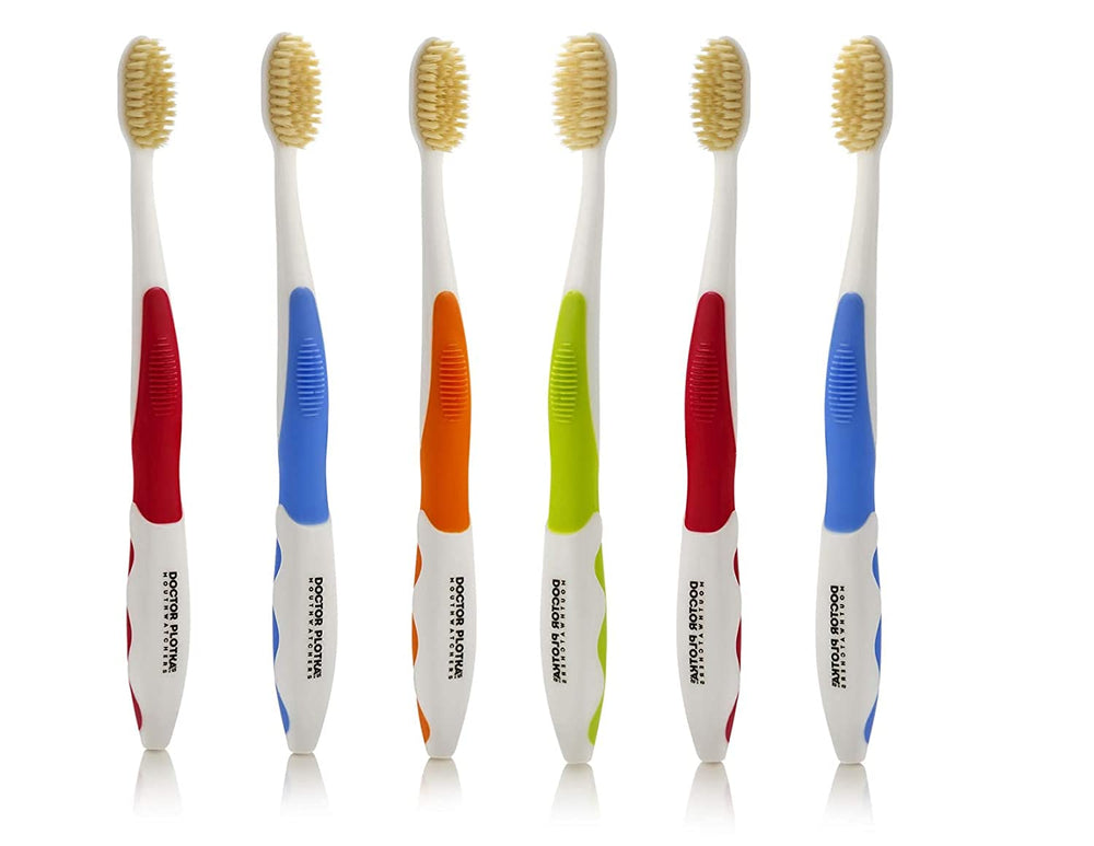 MOUTHWATCHERS Soft Flossing Toothbrushes for Adults - 6-Pack in assorted colors