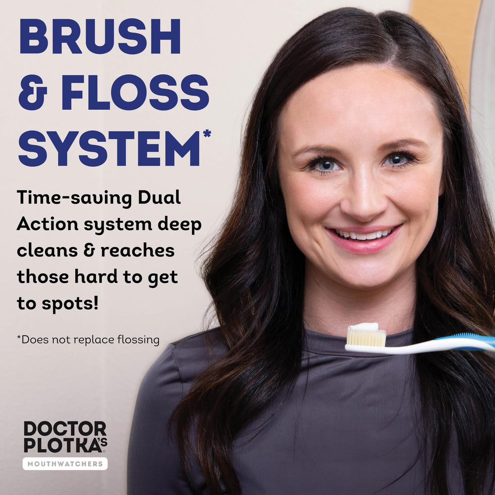 Dual-layer flossing bristles demonstrating deep-clean reach into grooves