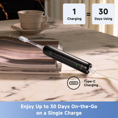 Side view of Mova Fresh SweepDrive in black showing slim handle