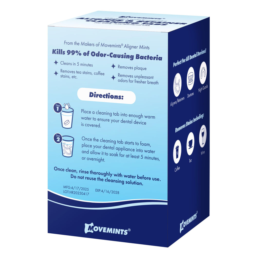Easy soak and rinse with Movemints tablets