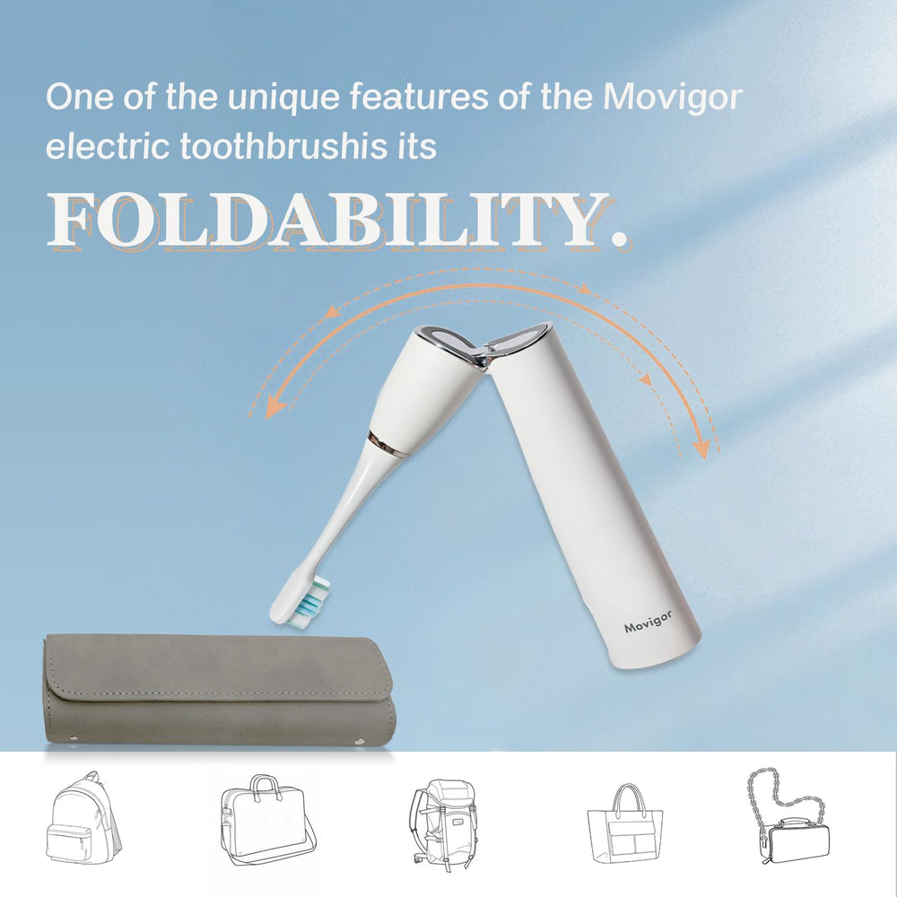 Movigor foldable electric toothbrush white side view