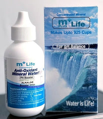 Front view of Mplus Life alkaline mineral drops 2oz bottle