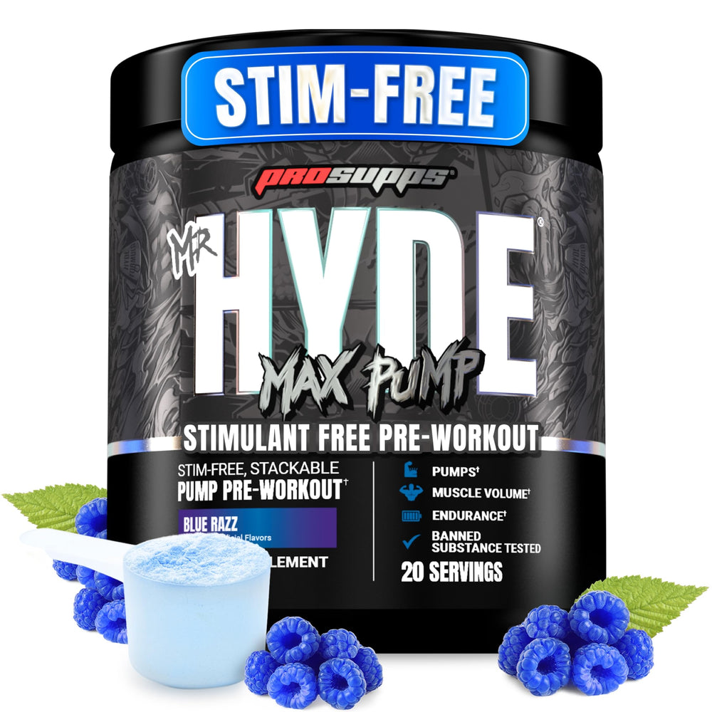 PROSUPPS Mr. Hyde Max Pump Blue Razz tub – front view