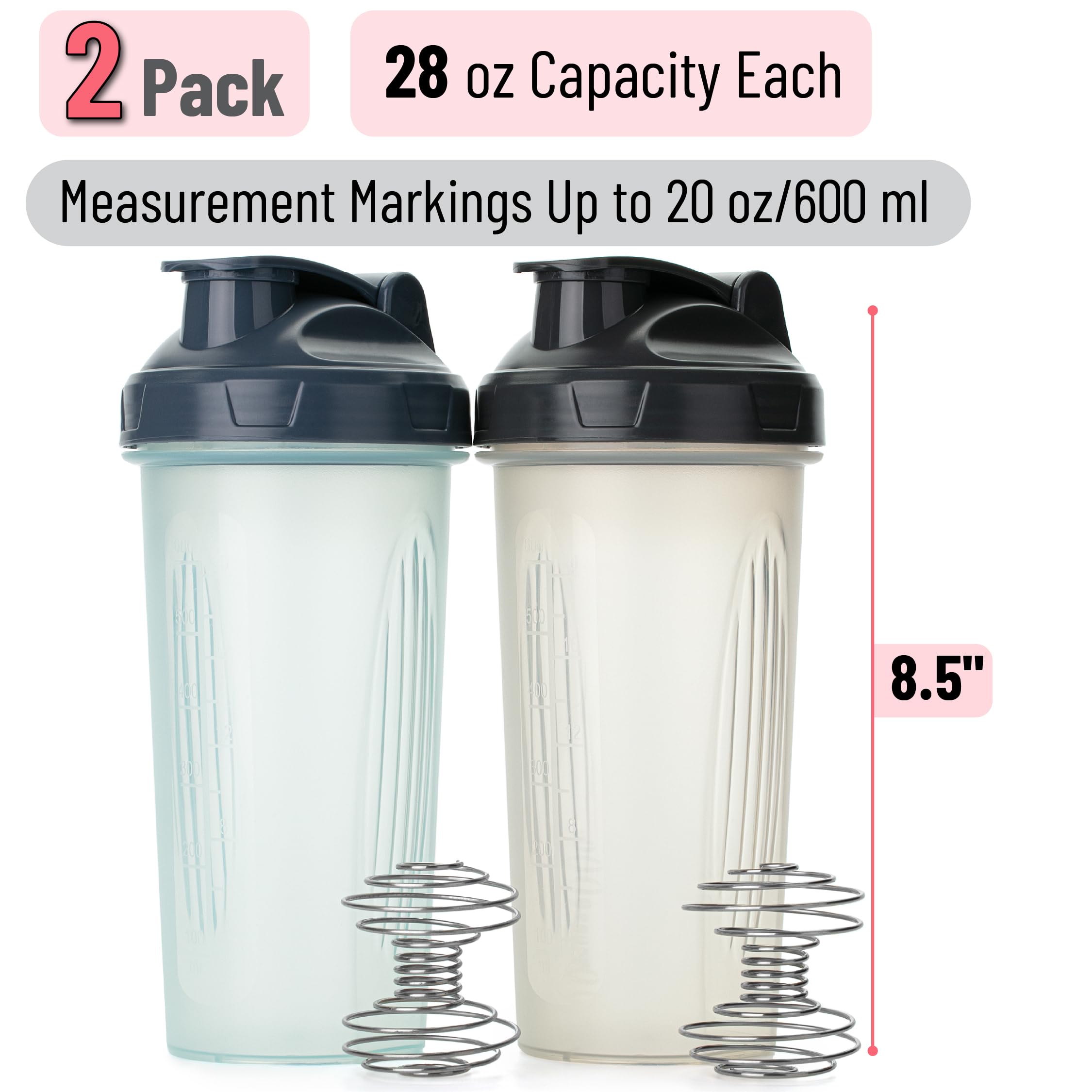 Clear Mr. Pen Shaker Bottle 28 oz – 2-pack (front view)
