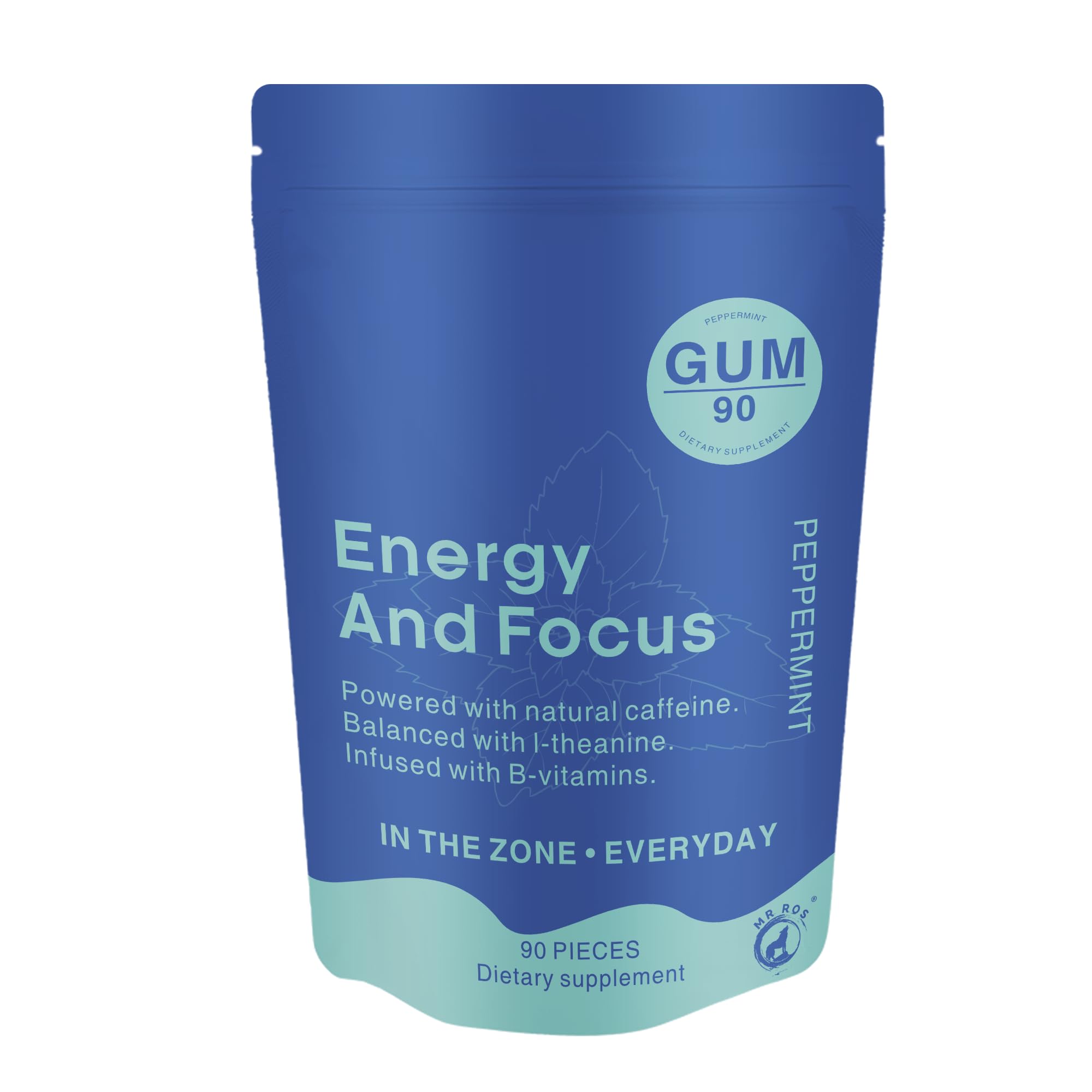 Mr Ros Energy & Focus Gum peppermint flavor 90-piece package