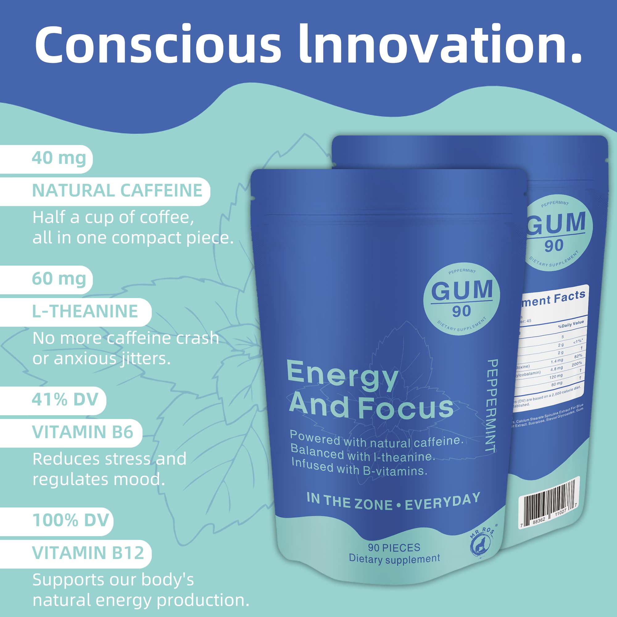 Vegan, sugar-free, gluten-free gum packaging