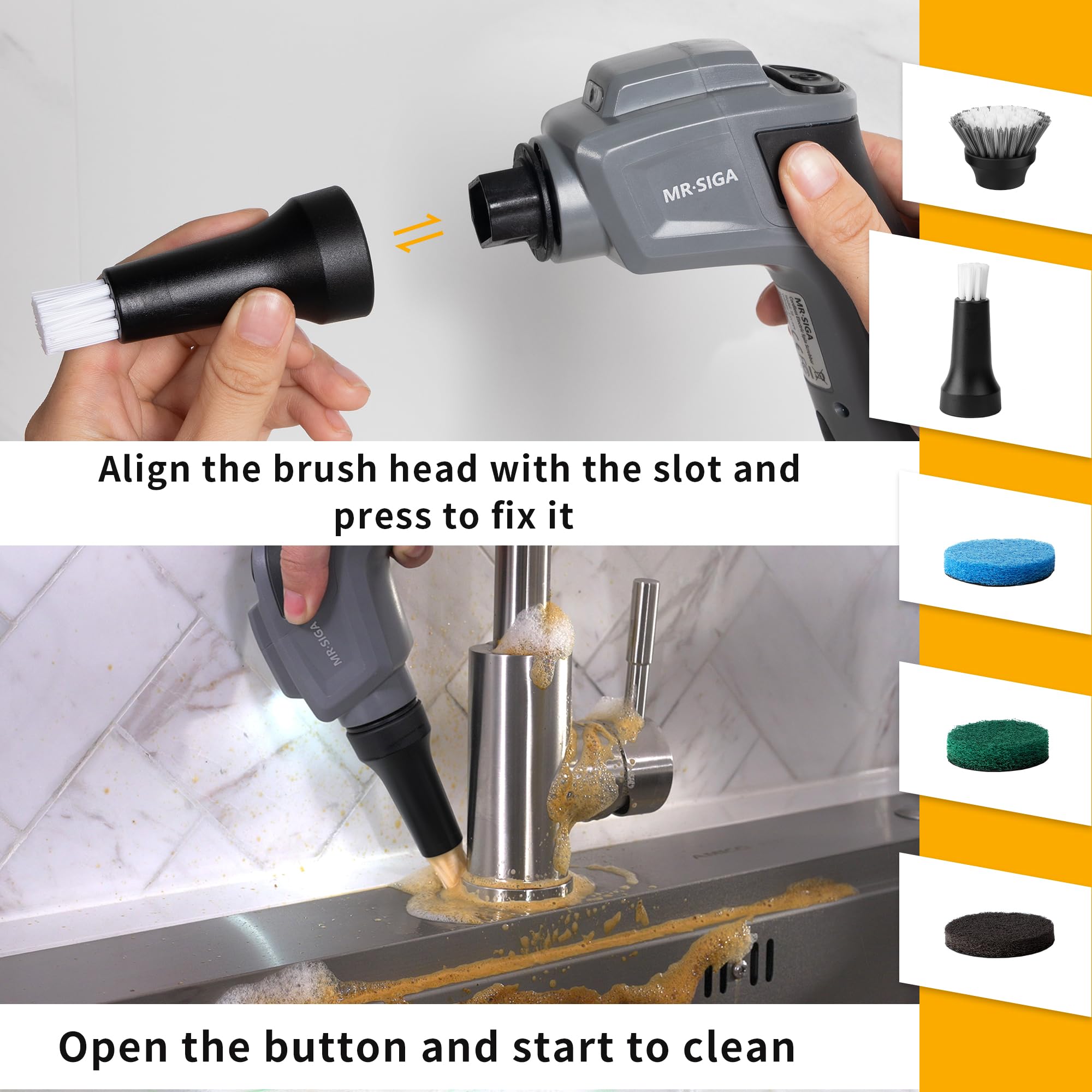 Multipurpose use: bathroom, kitchen, and garage with MR.SIGA refills