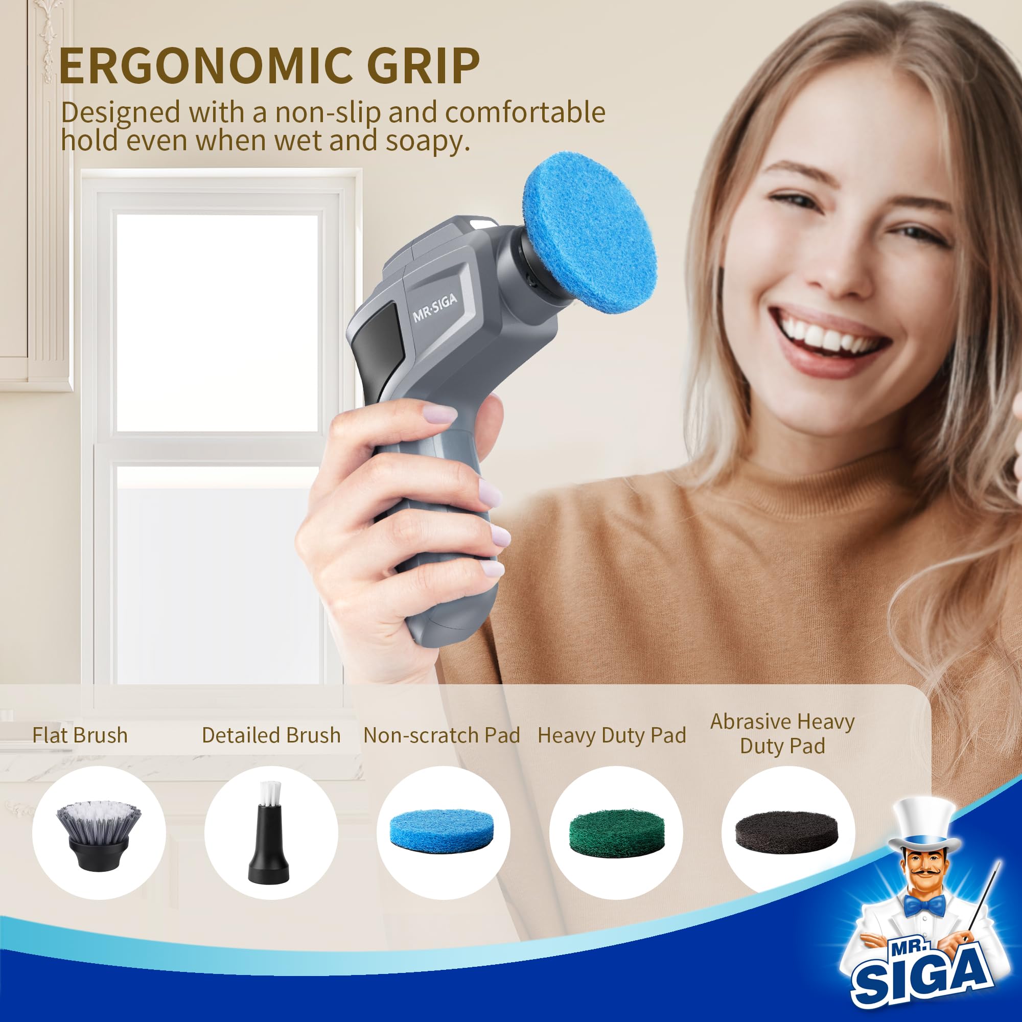 Hygienic maintenance-ready MR.SIGA detailed brush heads