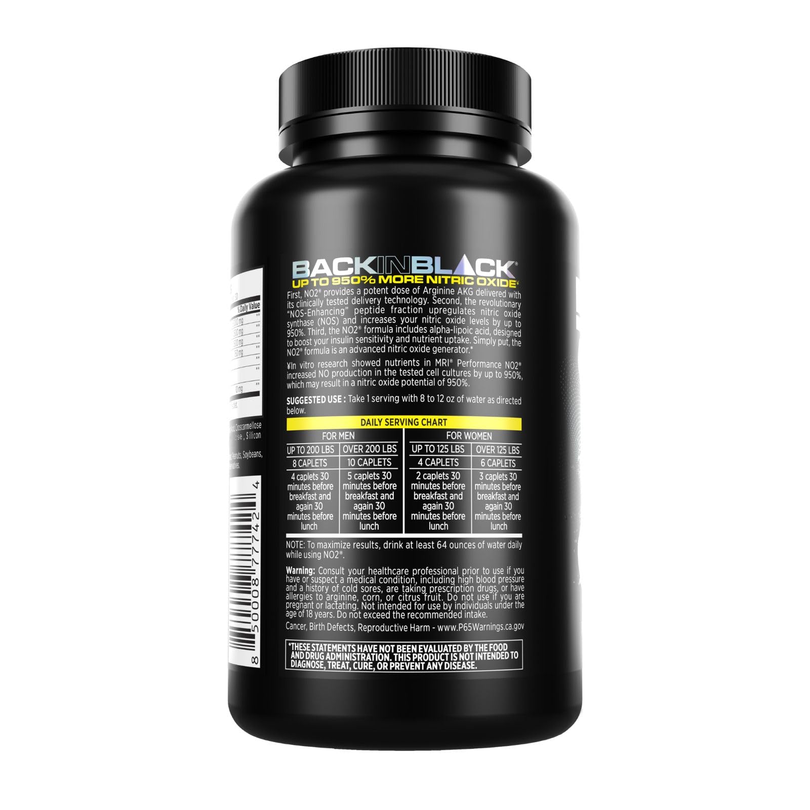 MRI Performance NO2 capsules close-up showing easy-to-swallow caplets for pre-workout use