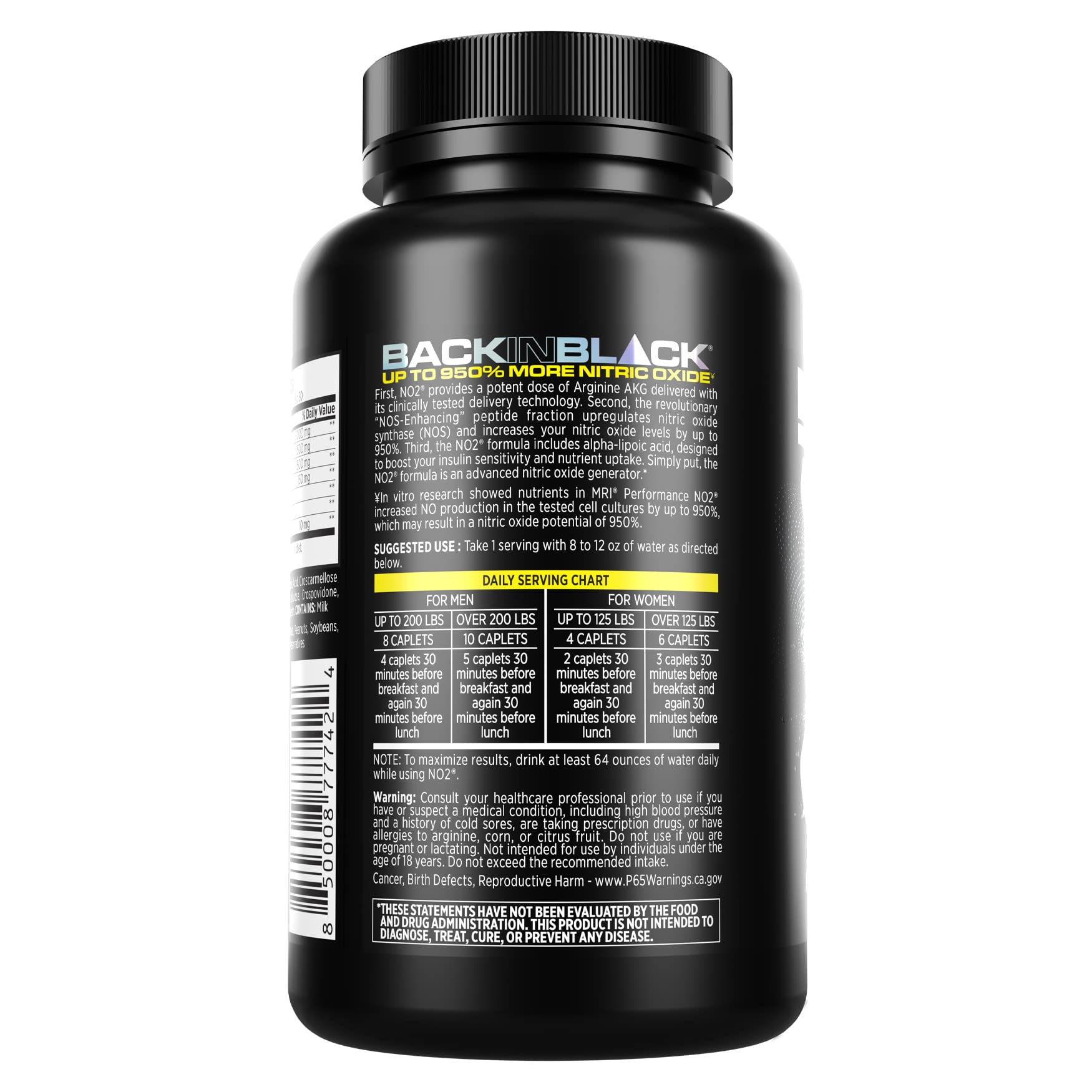 MRI Performance NO2 Original label clearly presents L-Arginine, AAKG, and NO2 formula.