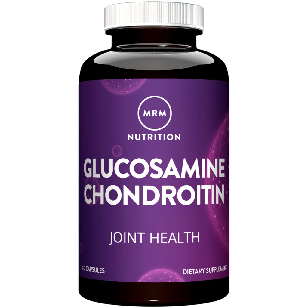 MRM Glucosamine 1500mg & Chondroitin Sulfate 1200mg bottle label with 180 gluten-free capsules