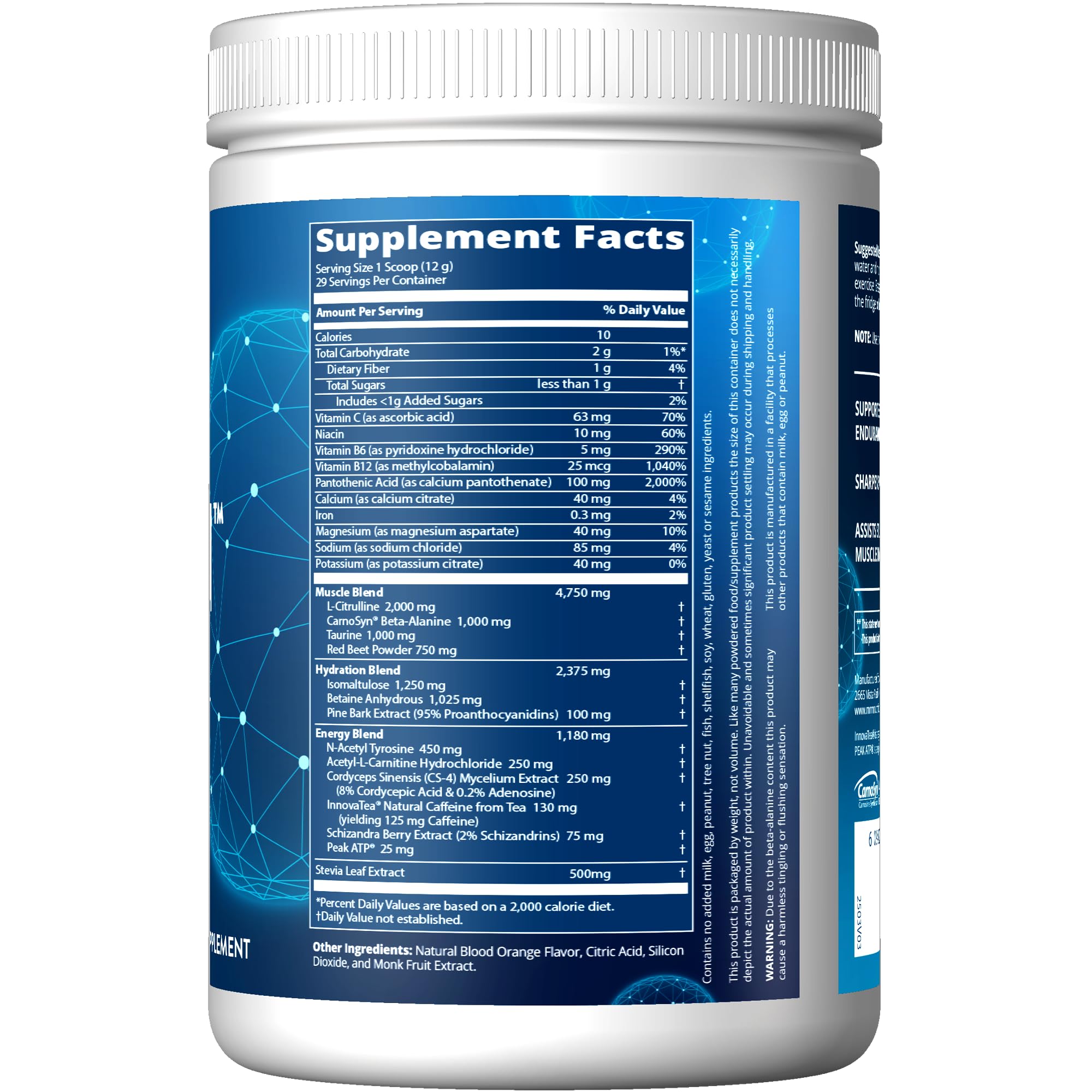 MRM Nutrition Driven Pre-Workout Blood Orange scoop demonstrates precise serving for consistent workout results.