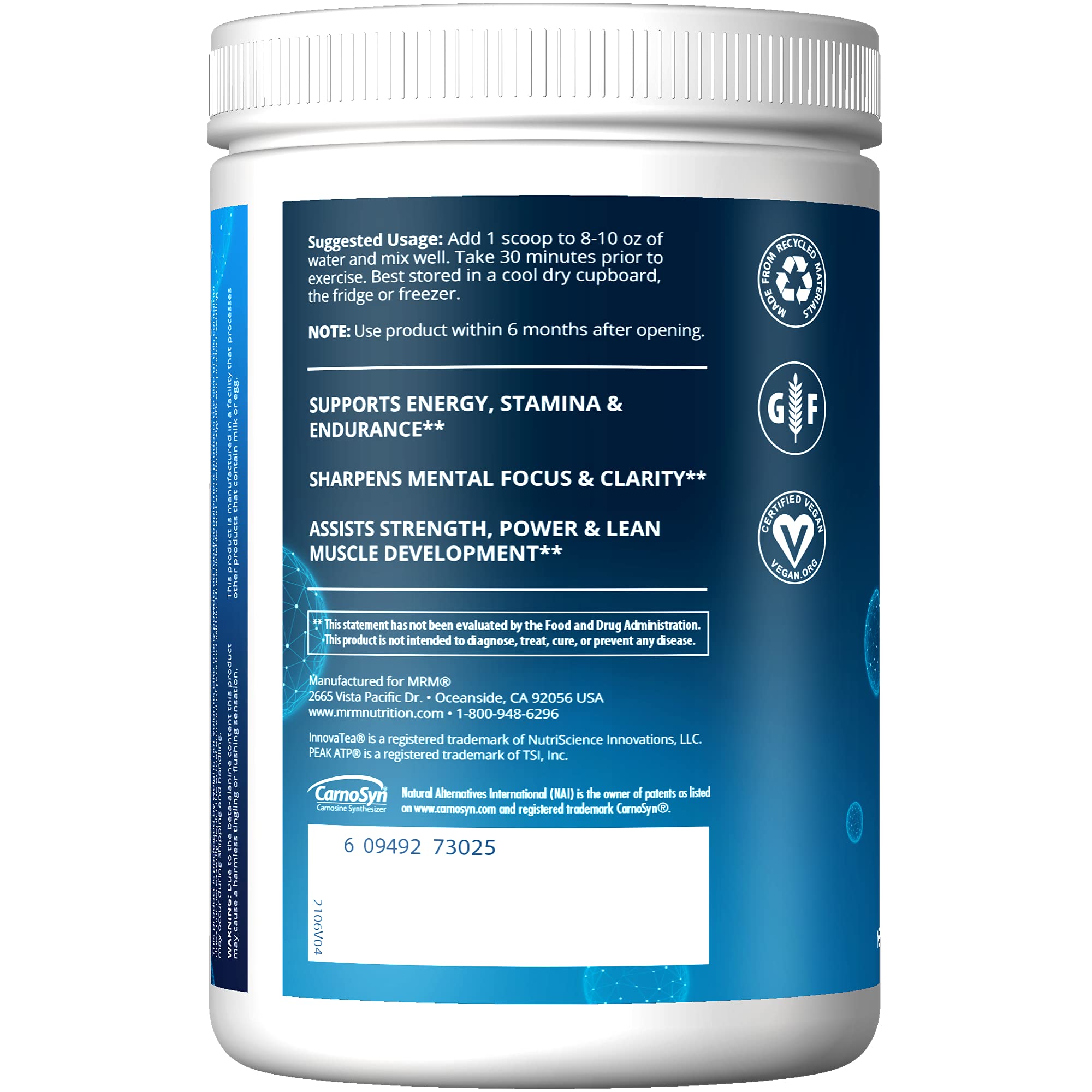 MRM Driven Pre-Workout powder being dispensed for quick mix before exercise