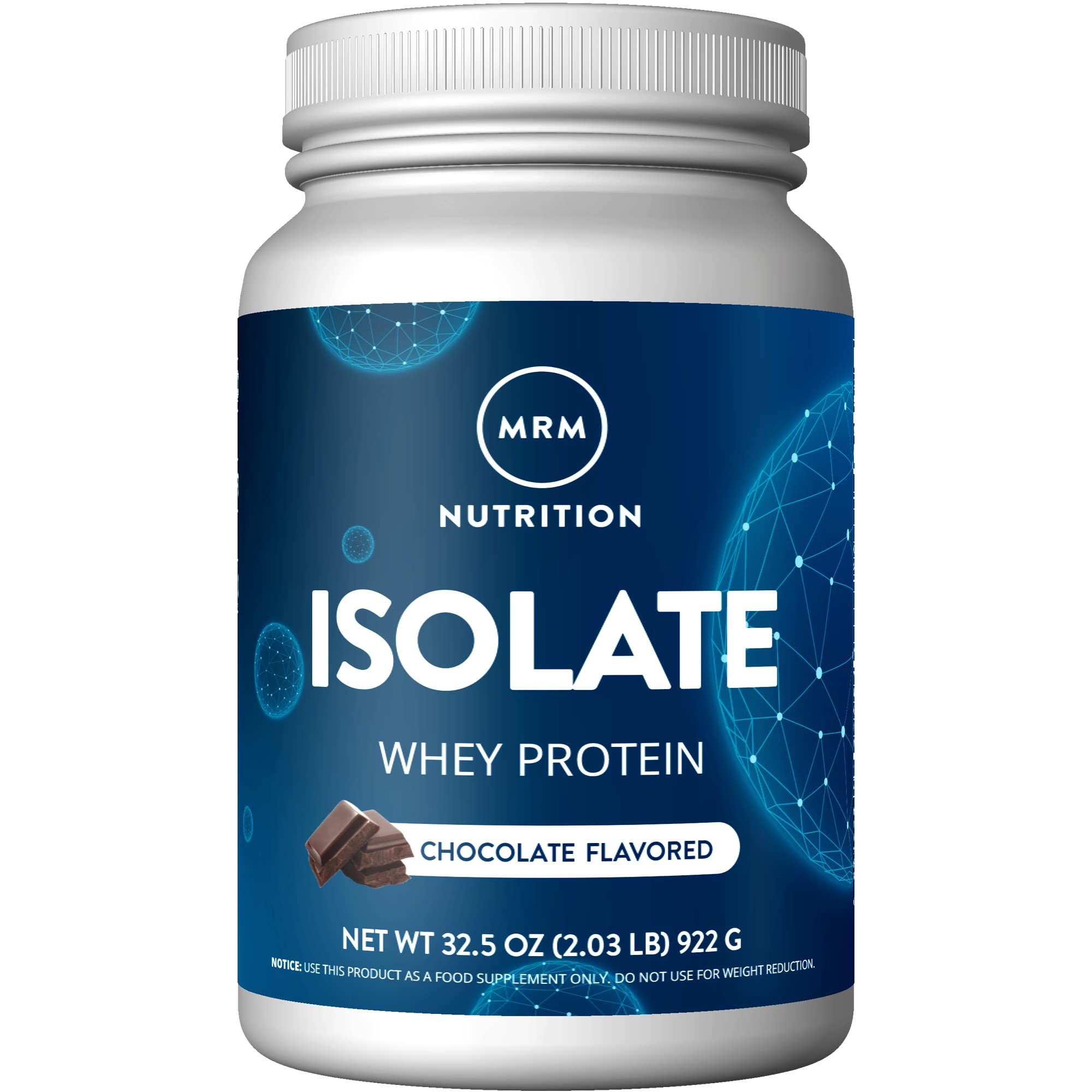 MRM Nutrition Isolate Whey Protein chocolate bottle supports post-workout recovery with fast-digesting protein.