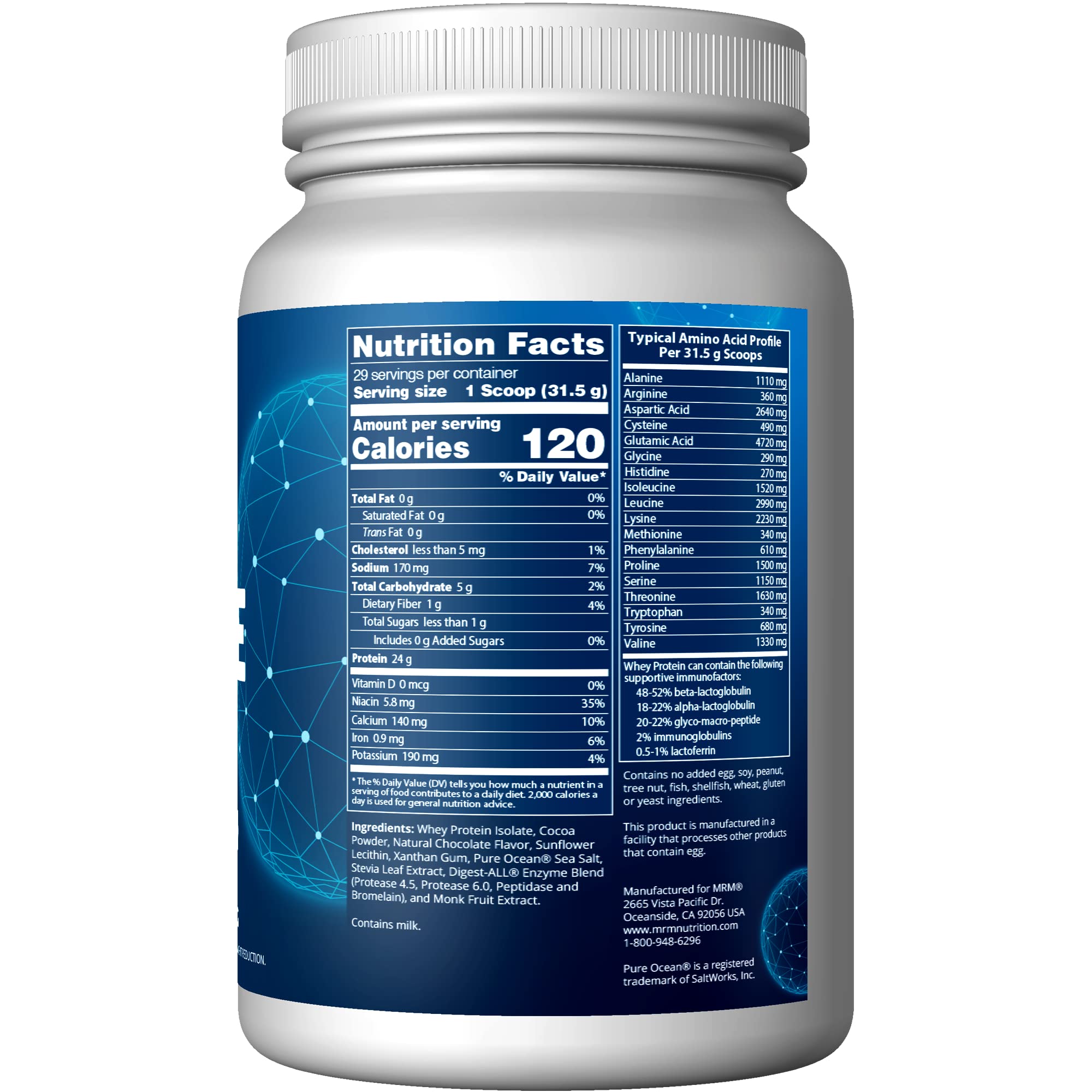 MRM Nutrition Isolate Whey Protein chocolate shake shows convenient daily protein for lean muscle.