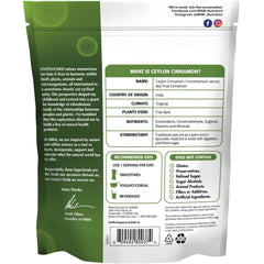 Packaging showing gluten-free, vegan, organic and non-GMO certifications