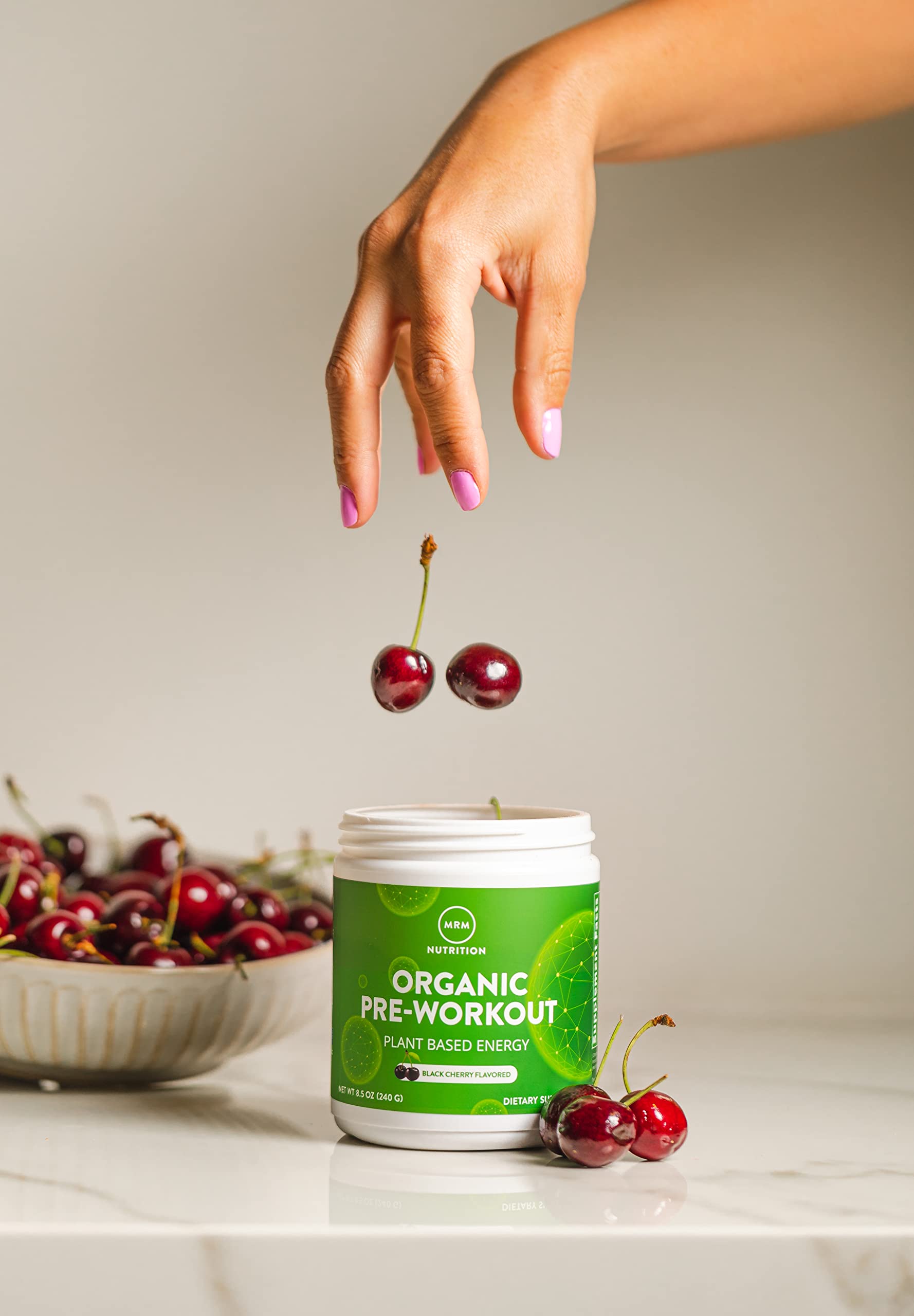 MRM label close-up shows organic and non-GMO claims for transparency.