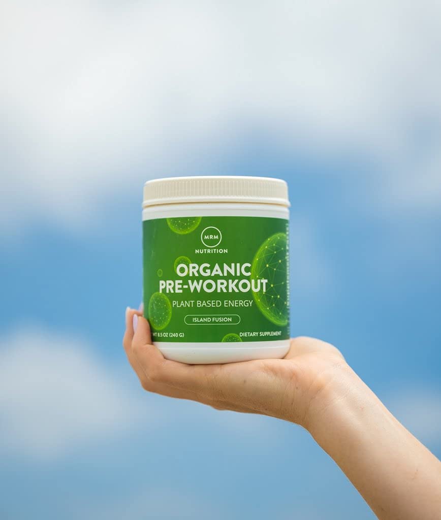 MRM Island Fusion timing cue shows 30-60 minutes pre-workout usage