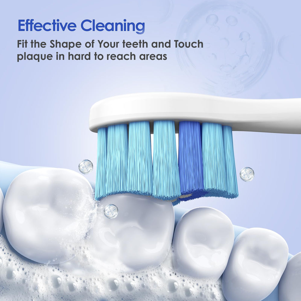 Soft Dupont round-end bristles for gentle cleaning