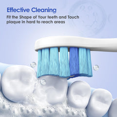 Soft Dupont round-end bristles for gentle cleaning