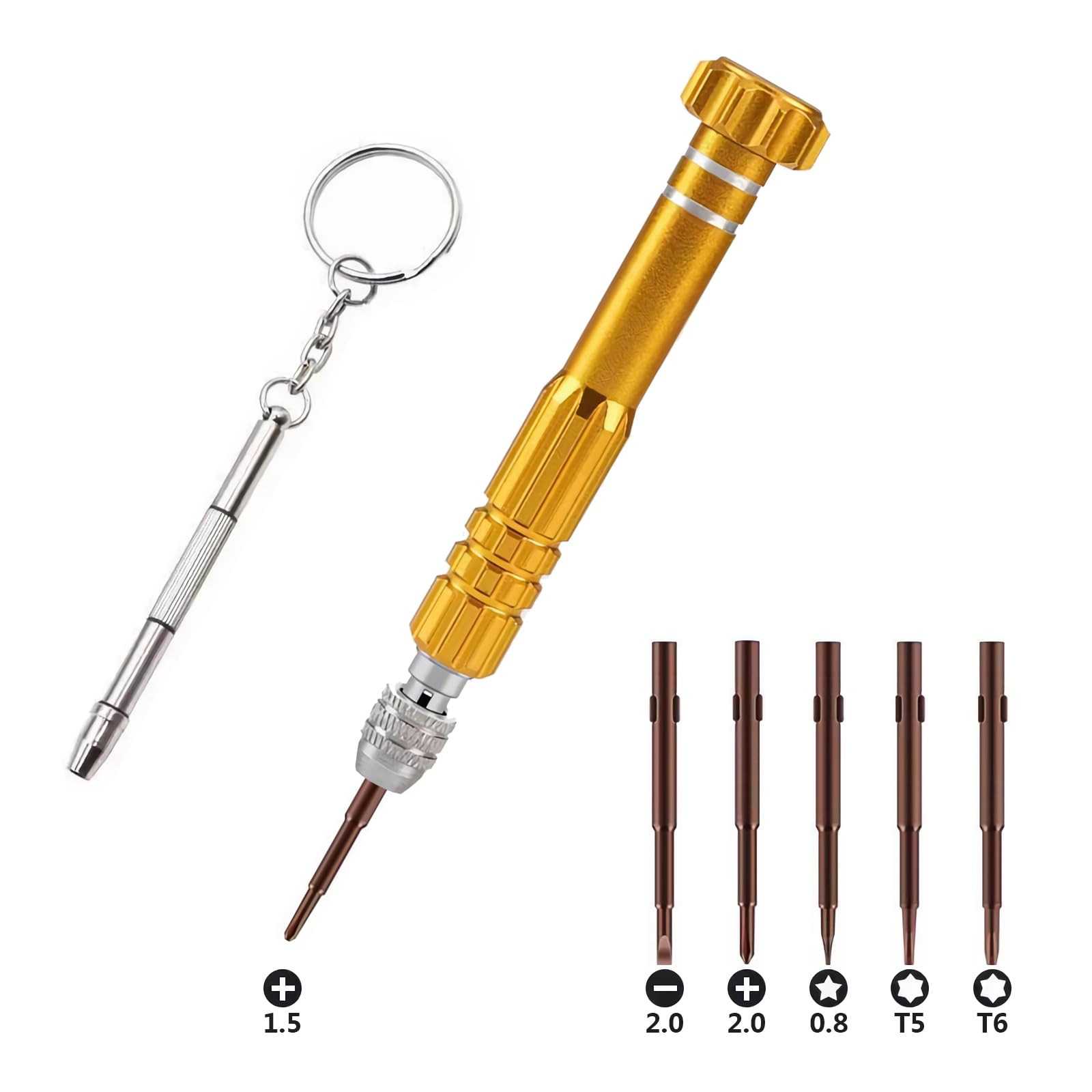 Mr.ZzjOOj 6-in-1 Screwdriver Set in Gold, front view