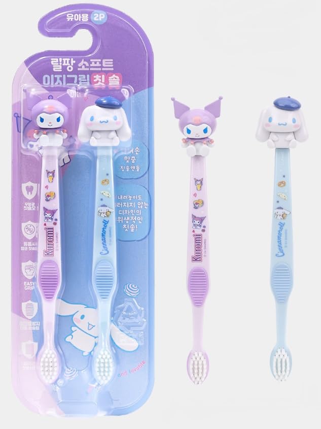 MSGlobal Cute Figure Toothbrush with compact head – blue and purple