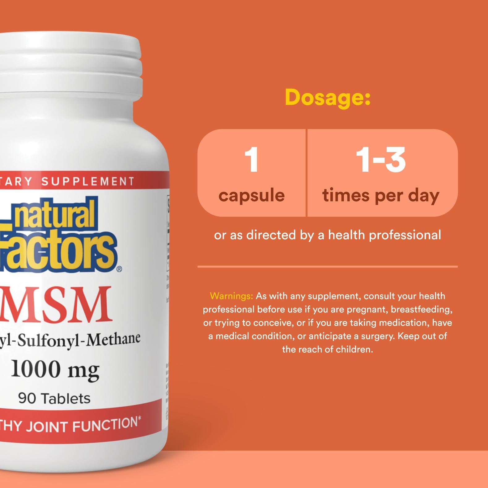 Close-up of MSM 1000 mg capsules